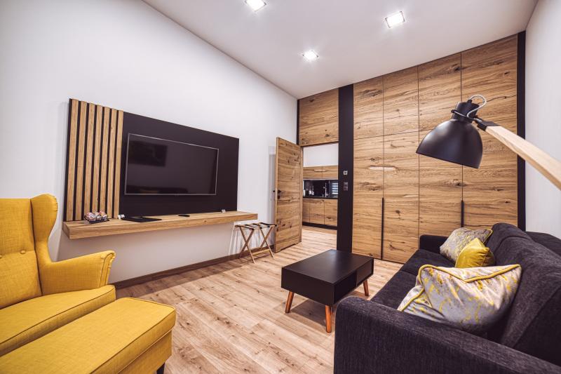 Izba Prémium apartmán pri bazéne v Camastra s.r.o. – Prémium apartmán obývačka